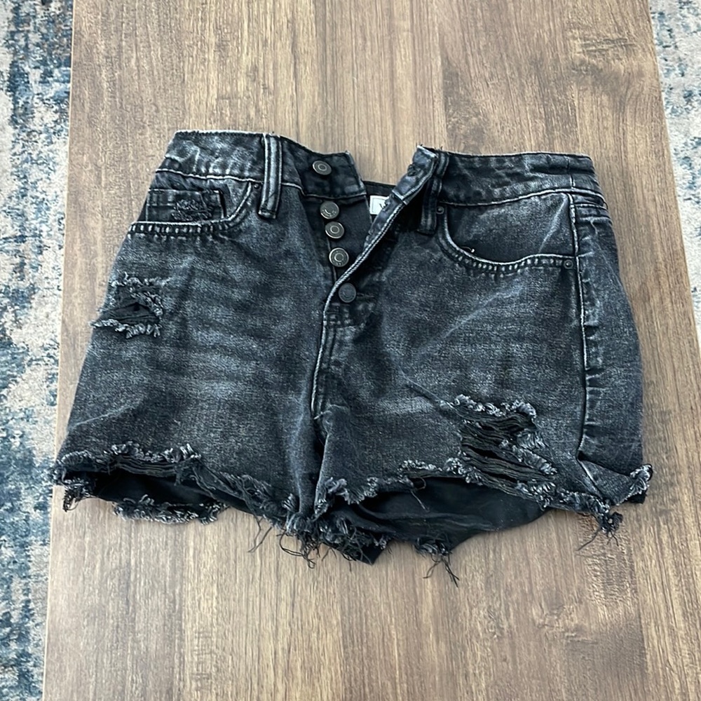 black jean shorts